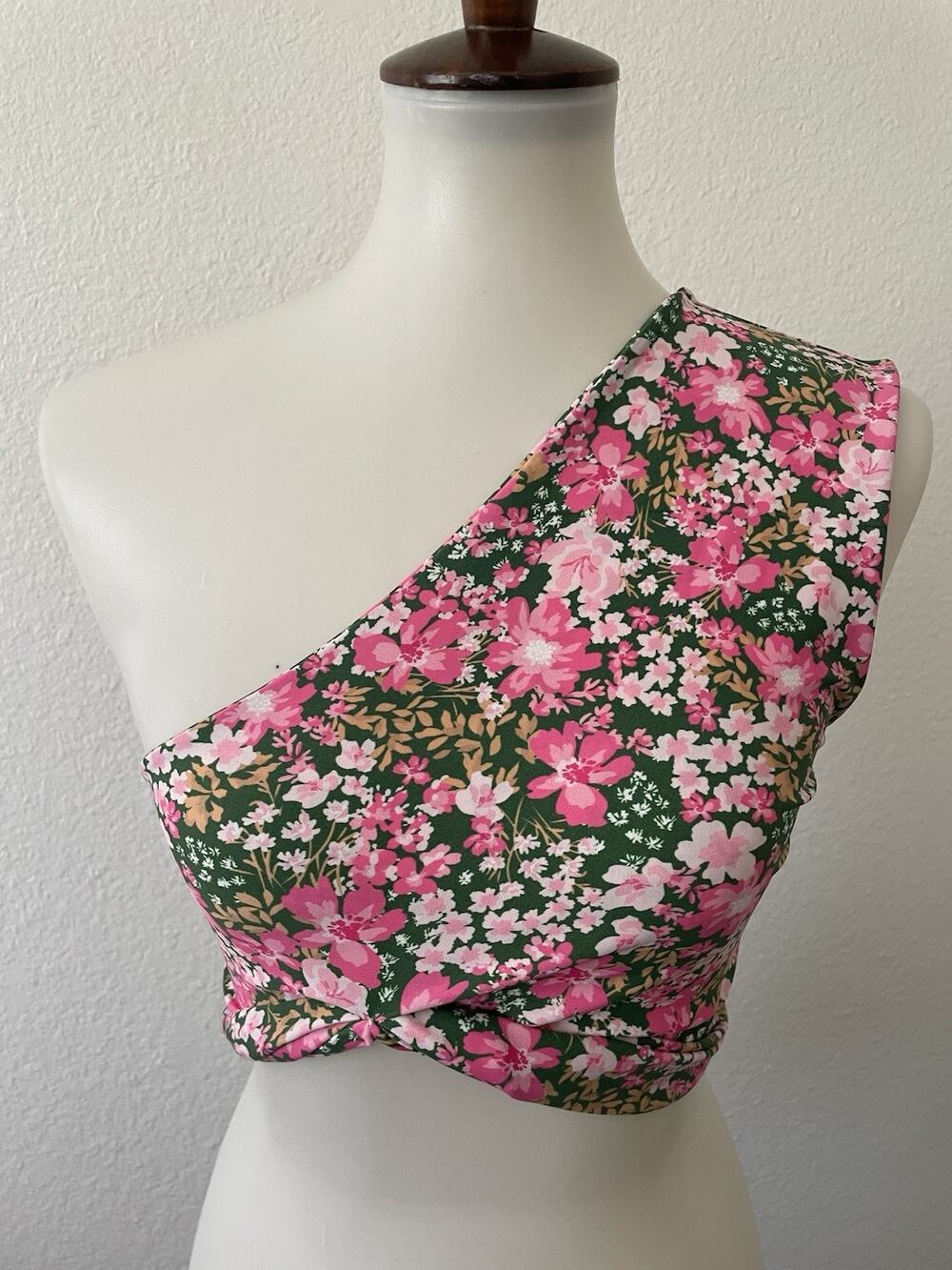 Aila Blue Swim Bikini Top Asymmetric Beach Summer Floral Azalea